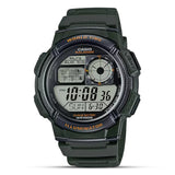 Casio World Timer Green Resin Strap Men's Watch | AE-1000W-3AVDF