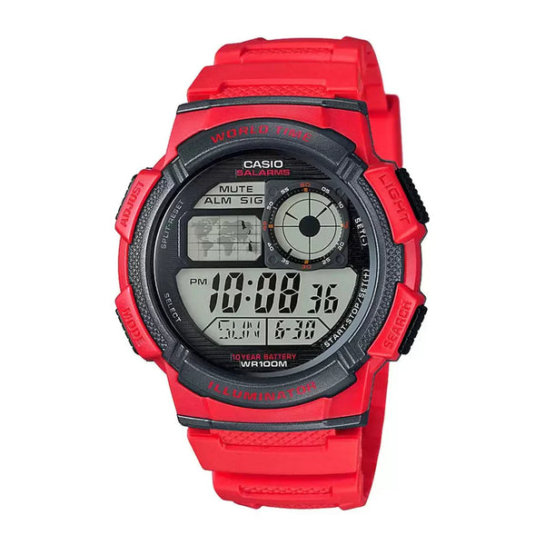 CASIO STANDARD RED RESIN BAND MEN'S WATCH| AE-1000W-4AVDF