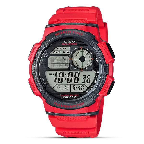 CASIO STANDARD RED RESIN BAND MEN'S WATCH| AE-1000W-4AVDF