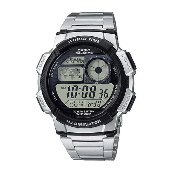 Casio World Timer Stainless Steel Strap Men's Watch | AE-1000WD-1AVDF