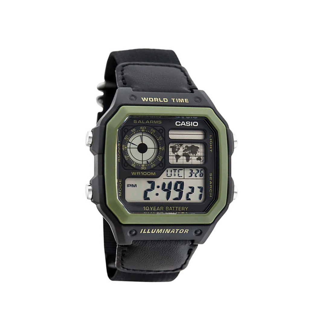 Casio Digital World Time Black Dial Men's Watch |  AE-1200WHB-1BVDF