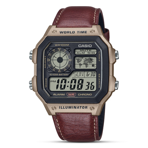 Casio Digital World Time Grey Dial Men's Watch | AE-1200WHL-5AVDF