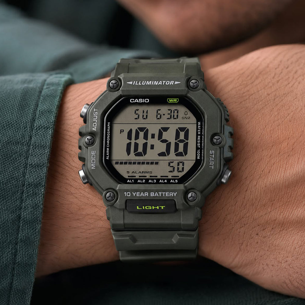 CASIO Youth Digital Green Strap Men's Watch | AE-1600HX-3AVDF