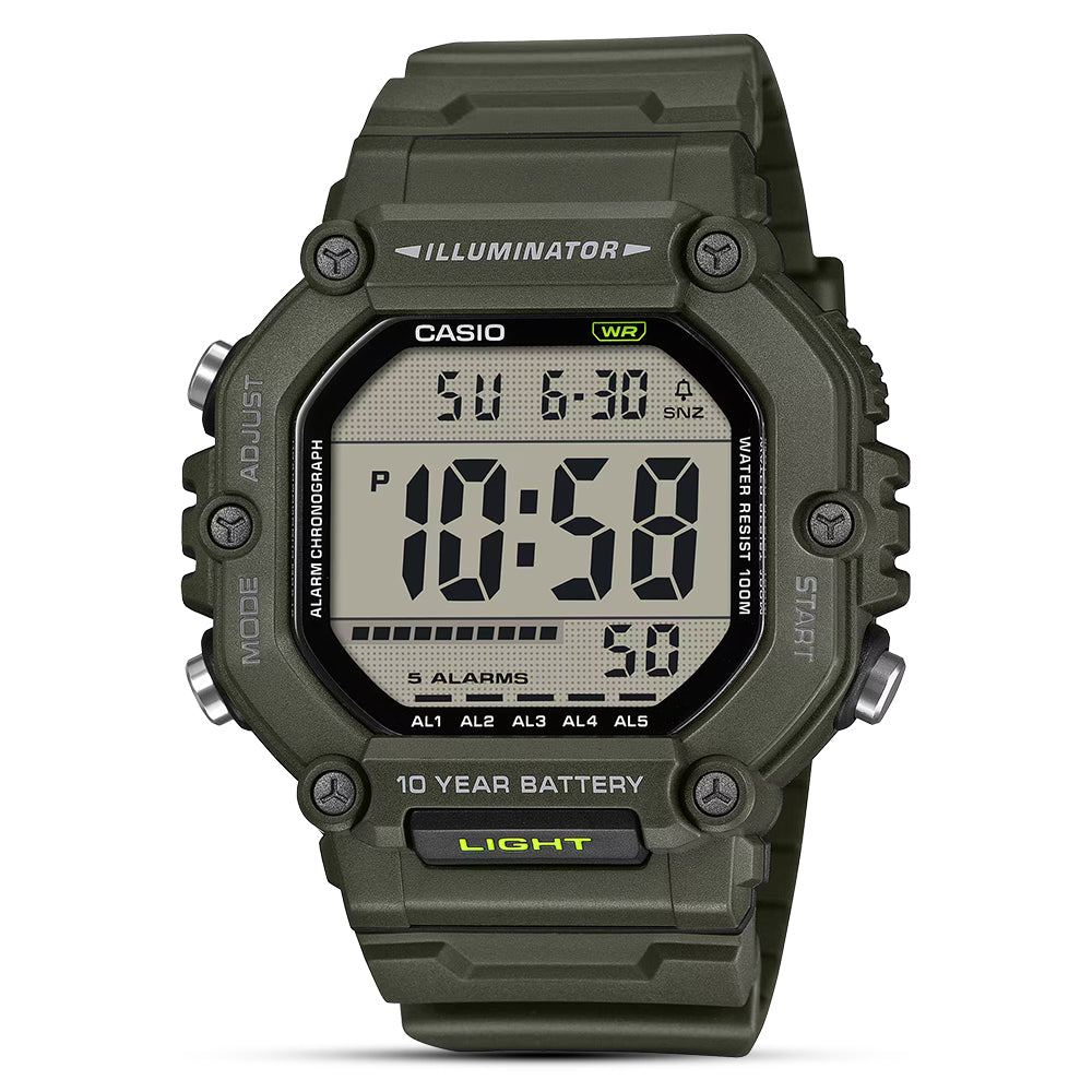 CASIO Youth Digital Green Strap Men's Watch | AE-1600HX-3AVDF
