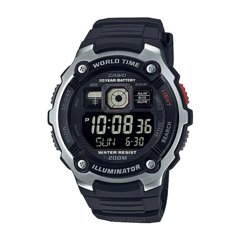 Casio World Timer Black Resin Men's Watch| AE-2000W-1BVDF