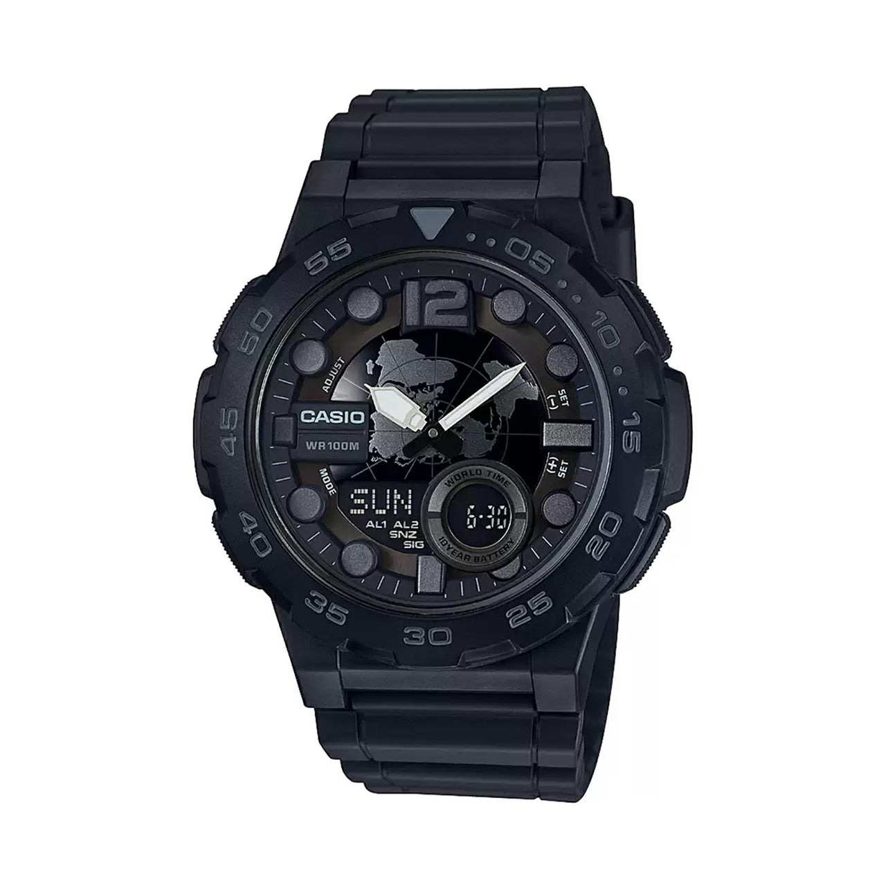 Casio Men's '3D Dial' Quartz Resin Watch, Color:Black (Model: AEQ100W-1AV) : Casio Casio Men's '3D Dial' Quartz Resin Watch, Color:Black (Model: AEQ100W-1AV) : Casio