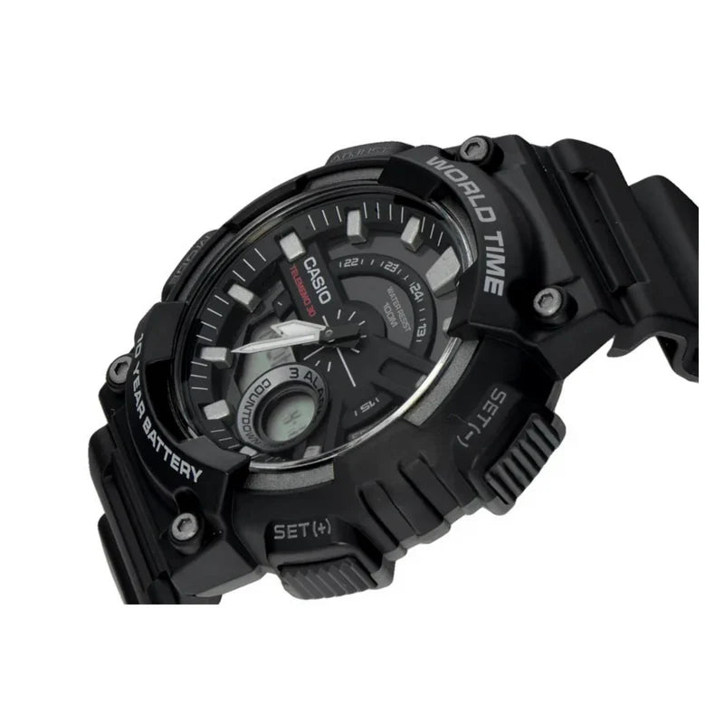 Casio World Timer Black Resin Men's Watch| AEQ-110W-1BVDF