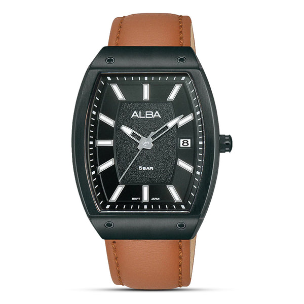 Alba Analog Black Dial Leather Band Men's Watch | AG8N19X