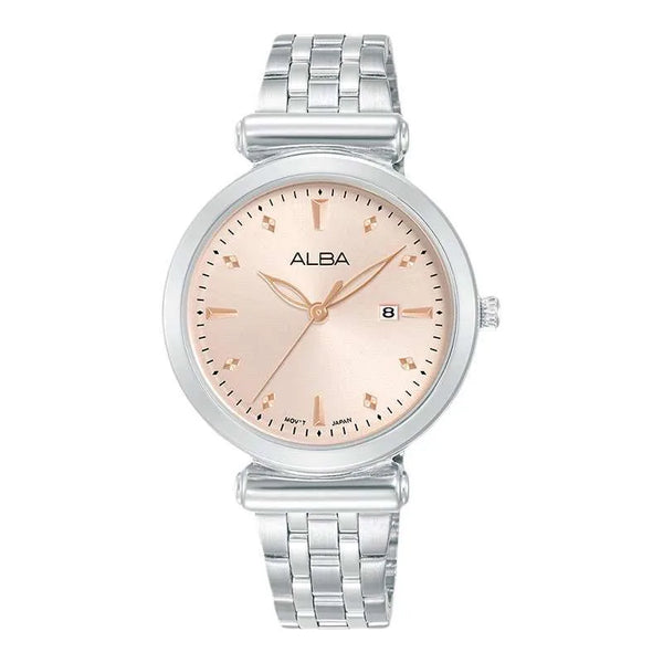 Alba Quartz 3 hands Date Light Pink Dial Ladies Watch AH7CQ7