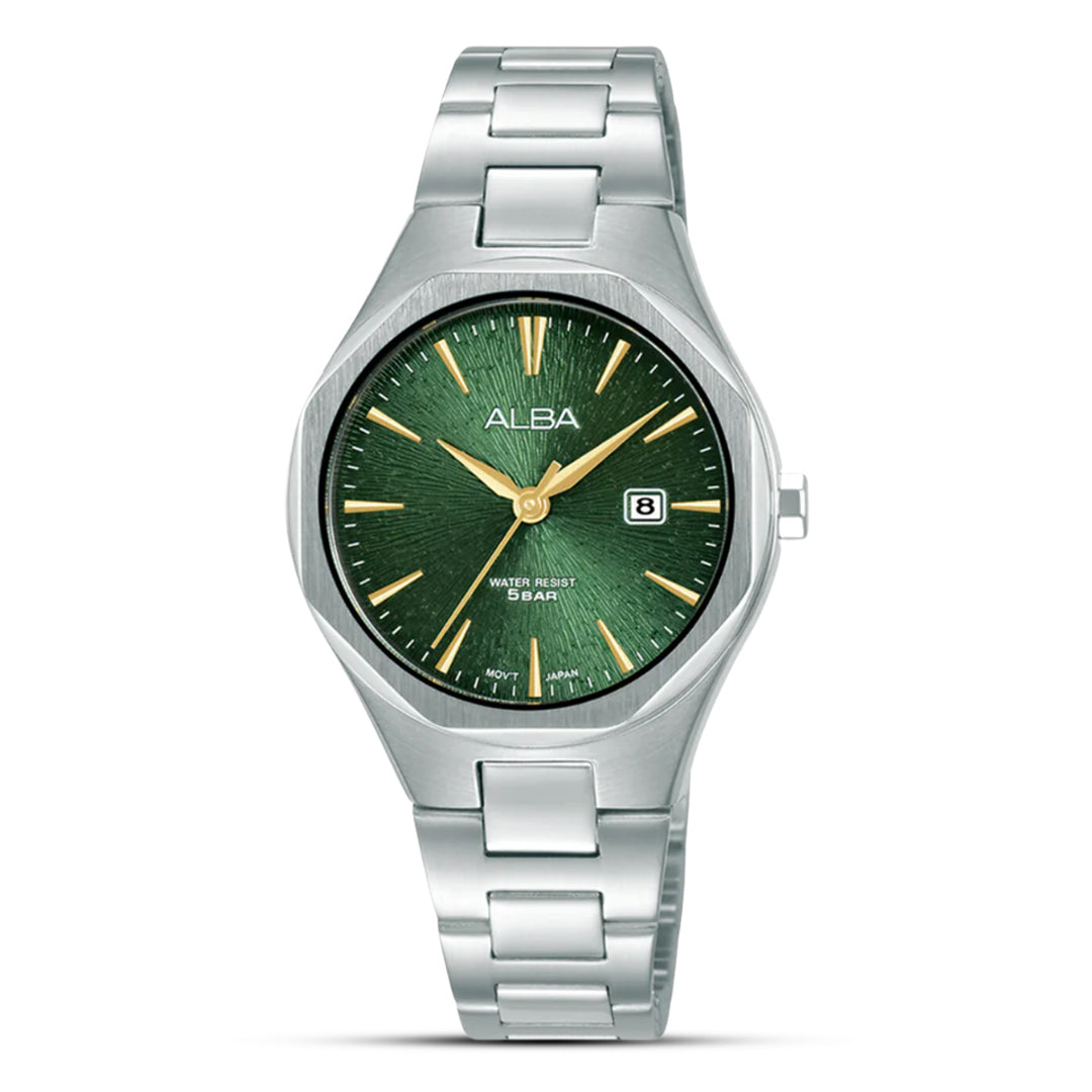 Alba Prestige Green Textured Sunray Dial Couple Watch | AS9U55X & AH7DN7X