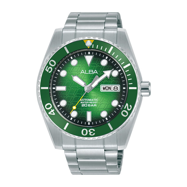 Alba Mechanical Green Gradation Patterned Dial Men's Watch AL4437