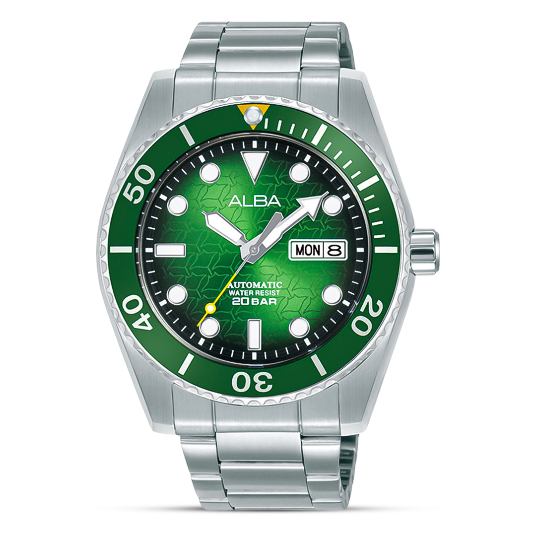 Alba Mechanical Green Gradation Patterned Dial Men's Watch| AL4437