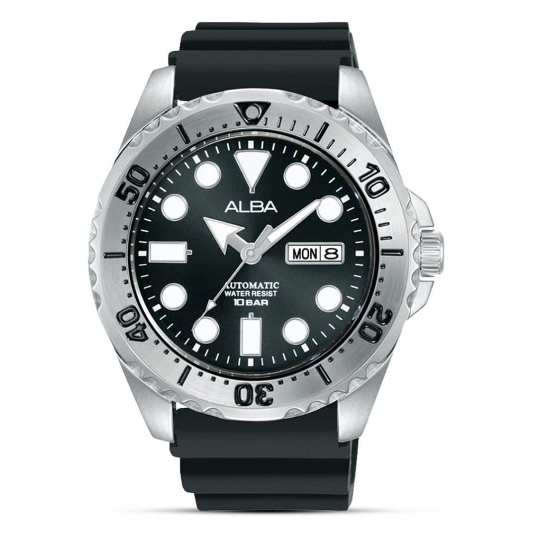 Alba Automatic Black Dial Silicon Band Men's Watch | AL4495X