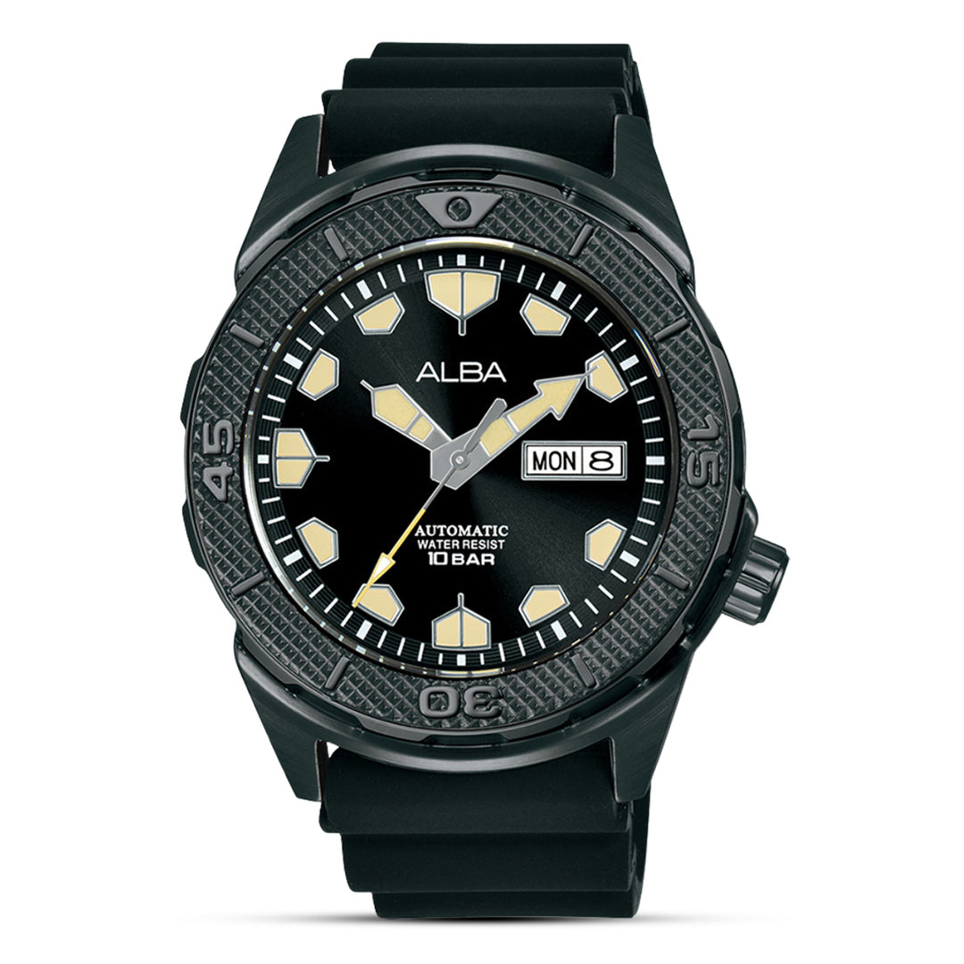 Alba Automatic Black Dial Silicon Band Men's Watch | AL4569X