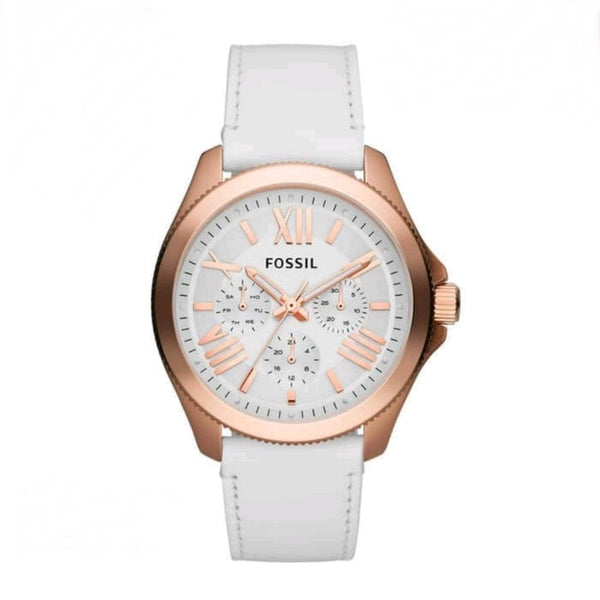 Fossil Cecile Rose-gold Tone White Leather Women's Watch| AM4486