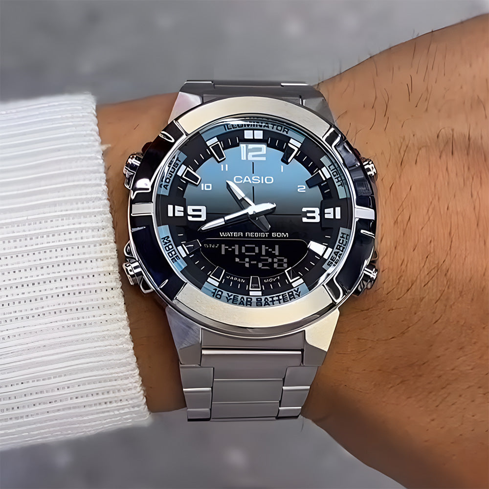 Casio Dual Timer Ice Blue Dial Men's Watch AMW-870DA-2A2VDF