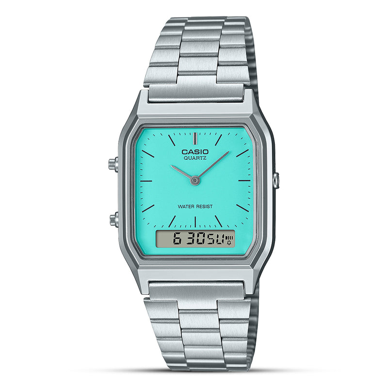 Casio Vintage Dual Sky Blue Dial Unisex Watch | AQ-230A-2A2MQYDF