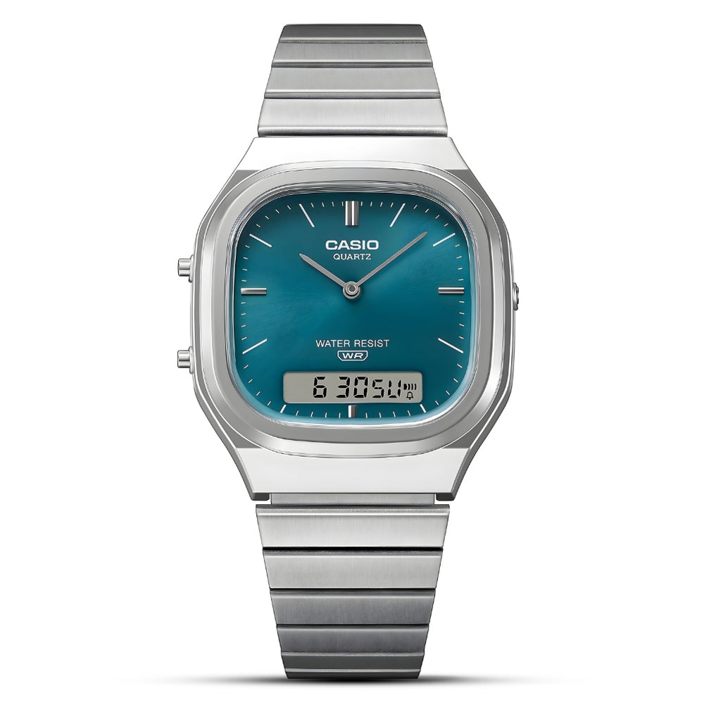 Casio Vintage Dual Timer Teal Blue Dial Watch | AQ-240E-3ADF