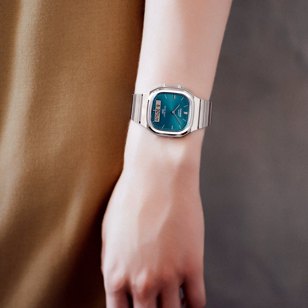 Casio Vintage Dual Timer Teal Blue Dial Watch | AQ-240E-3ADF