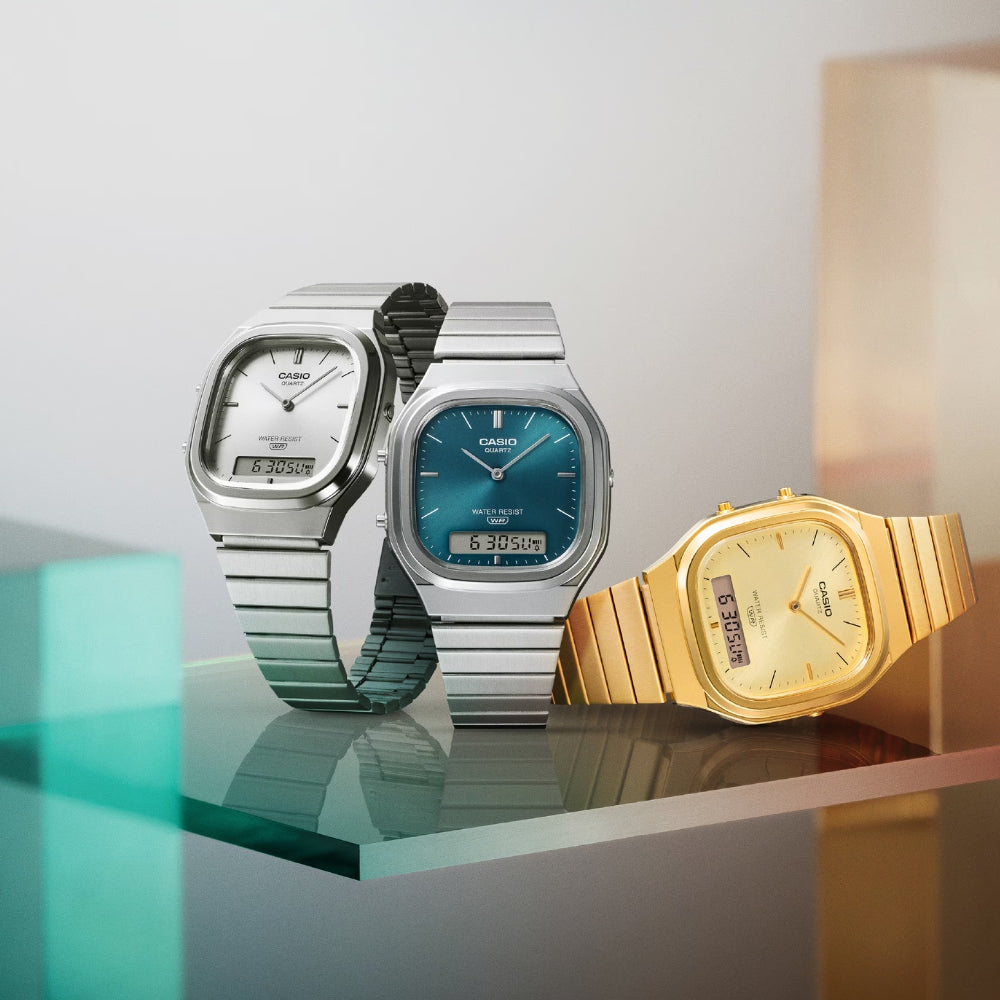 Casio Vintage Dual Timer Silver Dial Men Watch AQ-240E-7ADF