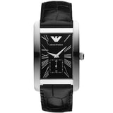 Emporio Armani Classic Rectangular Black Leather Watch | AR0143