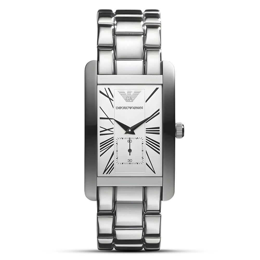 Emporio Armani White Rectangle Dial Men's Watch | AR0145