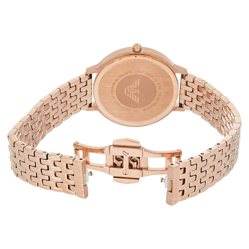 Emporio Armani Gianni T-Bar Rose Gold Tone Ladies Watch | AR11006