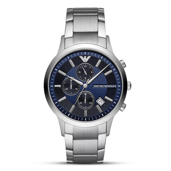 Emporio Armani Dress Renato Blue Dial Stainless Steel Watch | AR11164