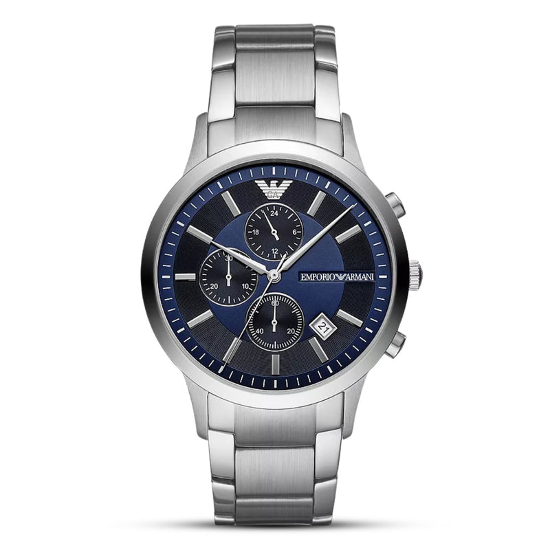 Emporio Armani Dress Renato Blue Dial Stainless Steel Watch | AR11164