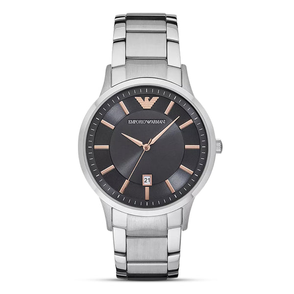 Emporio Armani Dress Renato Black Dial Stainless Steel Watch | AR11179