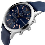 Emporio Armani Renato Blue Chronograph Leather Strap Watch | AR11216