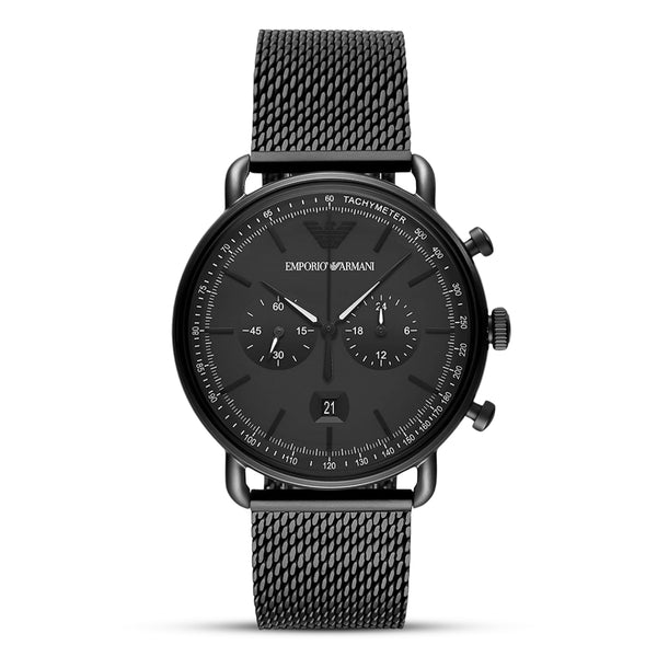 Emporio Armani Aviator Black Stainless Steel Men's Watch | AR11264