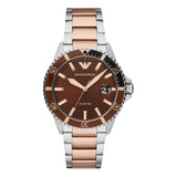 Emporio Armani Brown Dial Two-Tone Stainless Steel Watch | AR11340