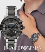 Emporio Armani Mario Two Tone Grey Dial Men's Watch | AR11391