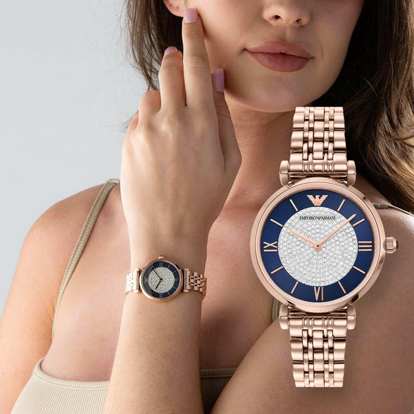 Emporio Armani Two-Hand Rose Gold Tone Ladies Watch | AR11423