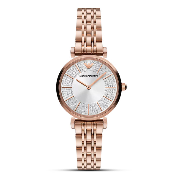 Emporio Armani Gianni T-Bar Rose Gold Tone Ladies Watch | AR11446