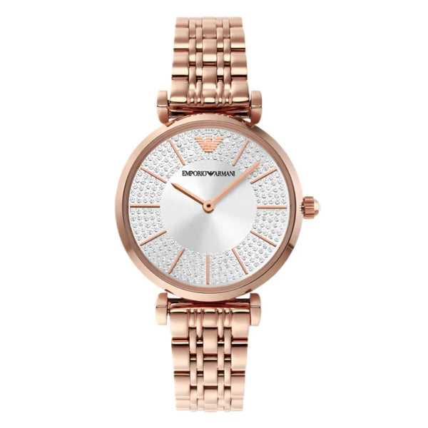 Emporio Armani Gianni T-Bar Rose Gold Tone Ladies Watch | AR11446