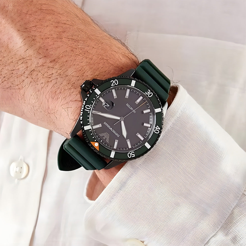 Emporio Armani Diver Green Silicon Strap Men's watch | AR11464