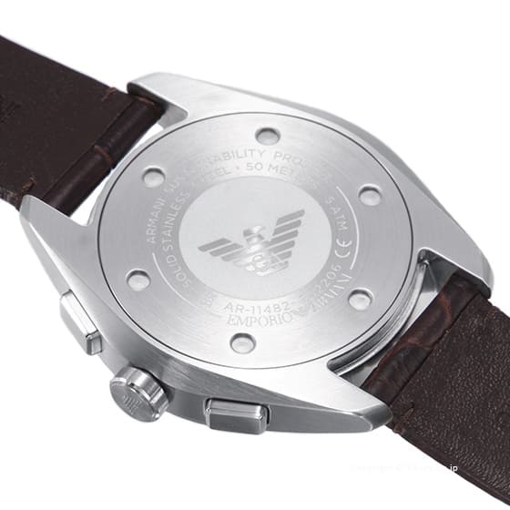 Leather Armani AR11482 Watch| Chronograph Men\'s Brown Emporio