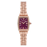 Emporio Armani Maroon Dial Rose Gold Tone Ladies Watch | AR11488