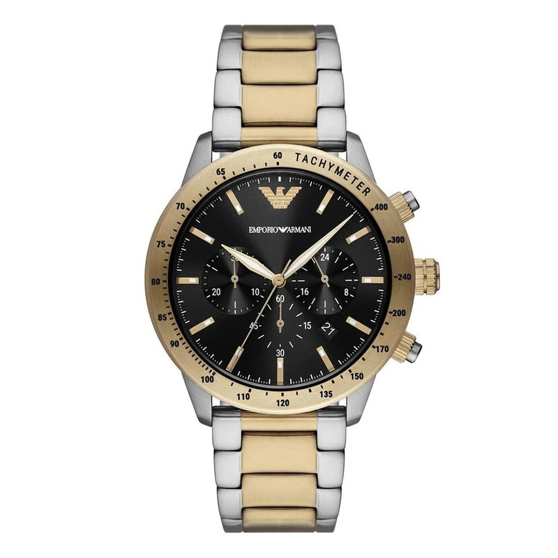 Emporio Armani Chronograph Two Tone Black Dial Men's Watch | AR11521