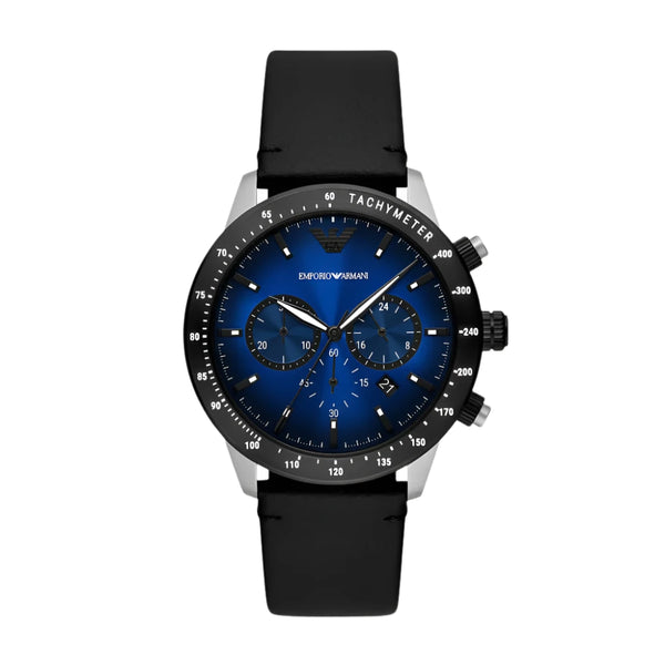 Emporio Armani Chronograph Black Leather Strap Men's Watch | AR11522