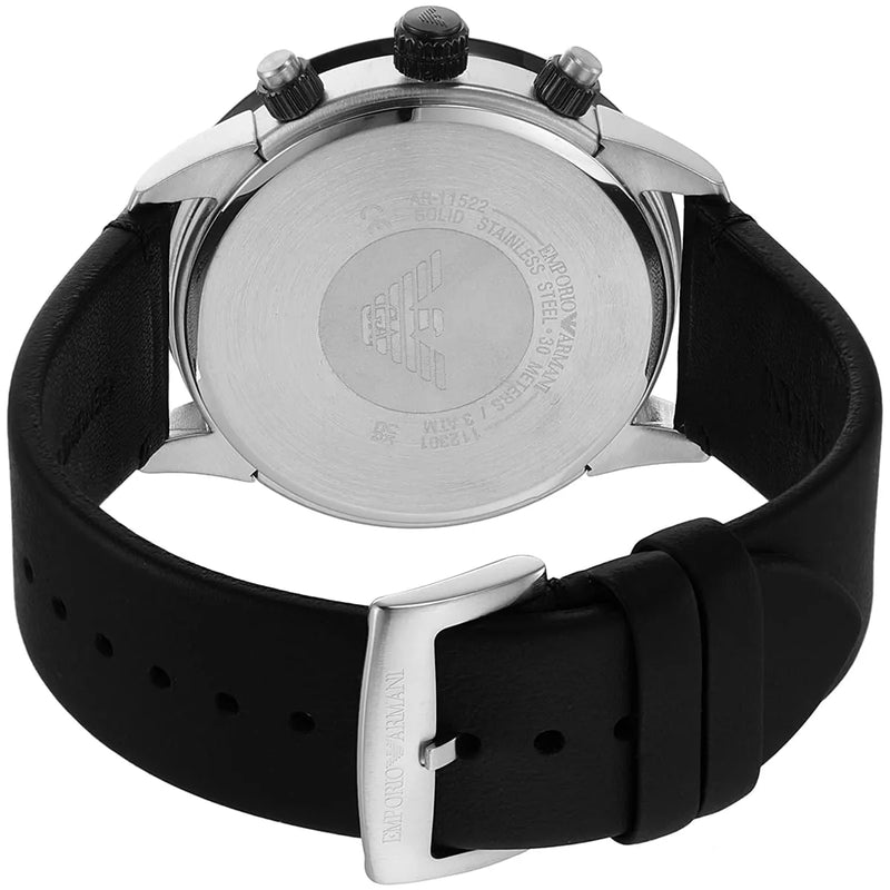 Emporio Armani Chronograph Black Leather Strap Men's Watch | AR11522