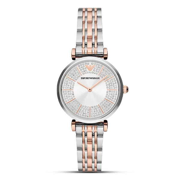 Emporio Armani Gianni T-Bar Two-Tone Silver Women's Watch| AR11537