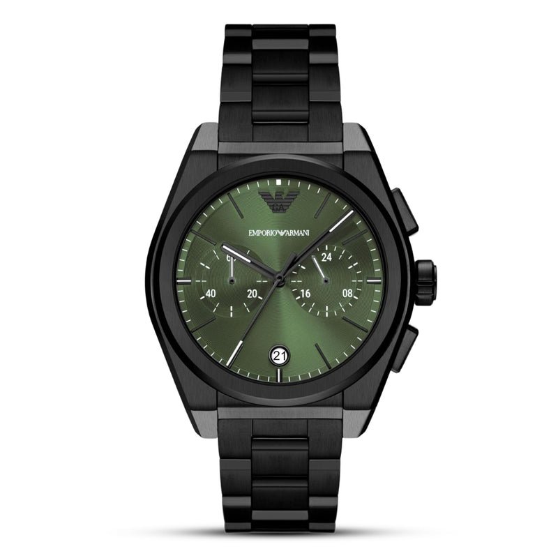 Emporio Armani Green Dial Black Strap Chronograph Watch AR11562