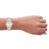 Emporio Armani Three Hand Two Tone Silvar Dial Ladies Watch | AR11569