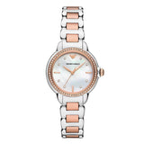 Emporio Armani Three Hand Two Tone Silvar Dial Ladies Watch | AR11569