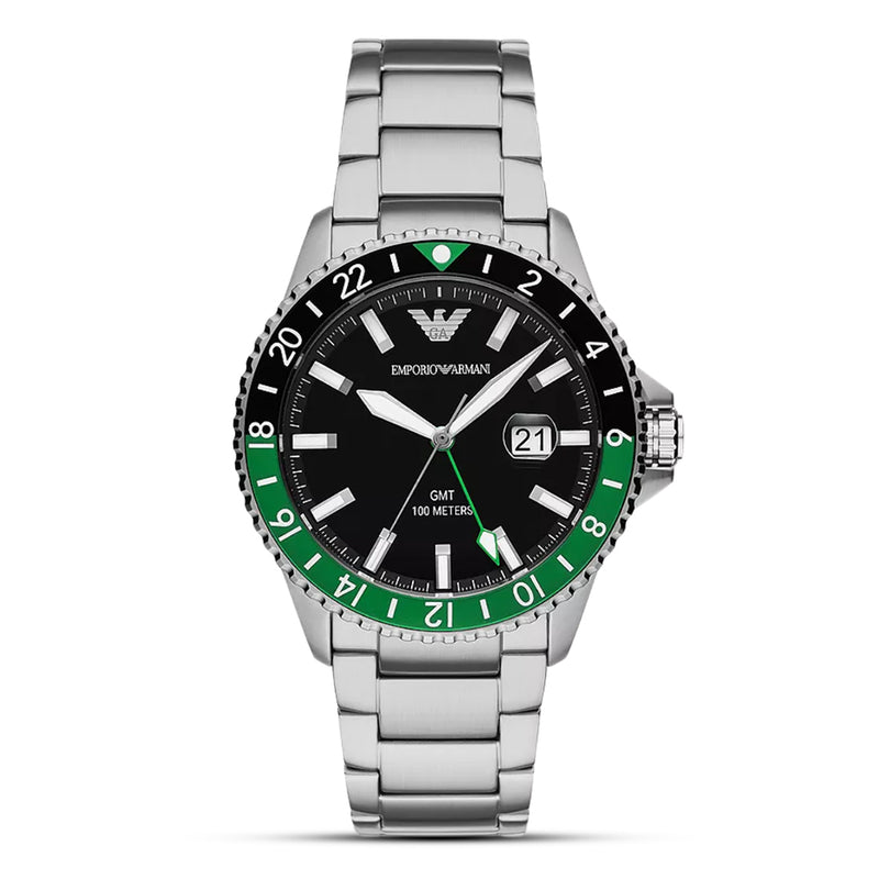 Emporio Armani Sea Explorer GMT Black Dial Men's Watch | AR11589