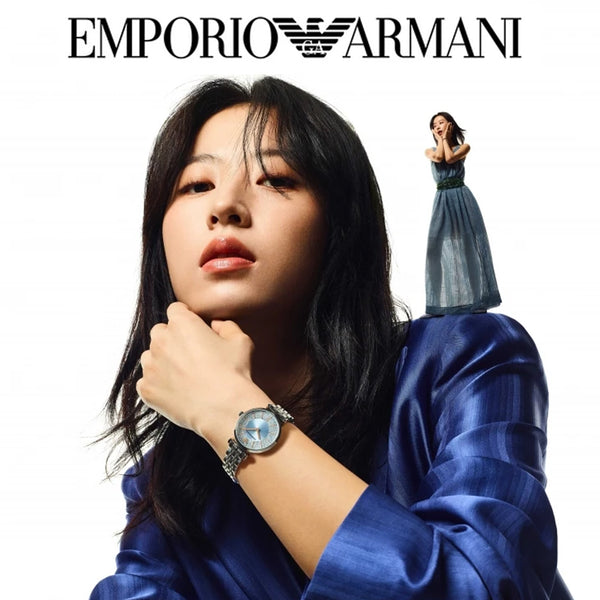 Emporio Armani Gianni T-Bar Blue Dial Ladies Watch | AR11594