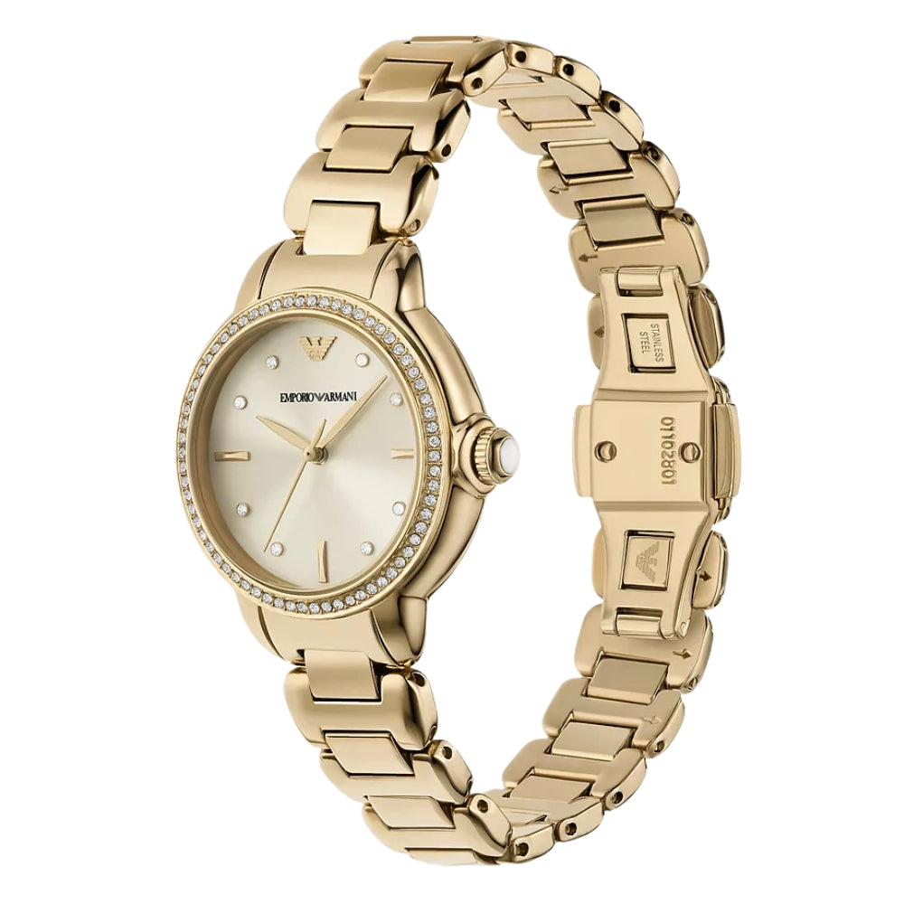 Emporio Armani Gold Tone Cream Dial Ladies Watch | AR11609